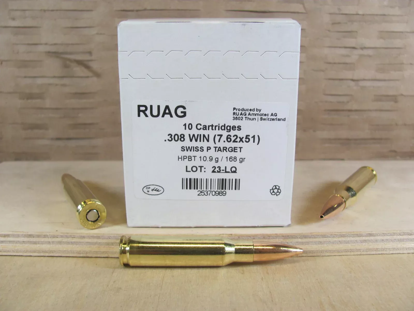 10 Round Box – 308 Win (7.62×51) 168 Grain Hollow Point Boat Tail Swiss P Target Ammo By Ruag