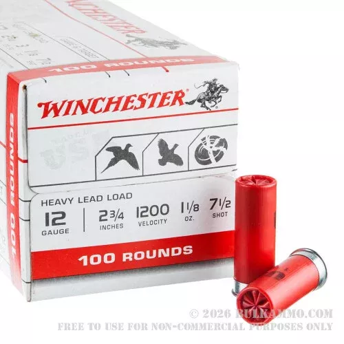 100 Rounds of 12ga Ammo by Winchester – 1 1/8 ounce #7 1/2 shot