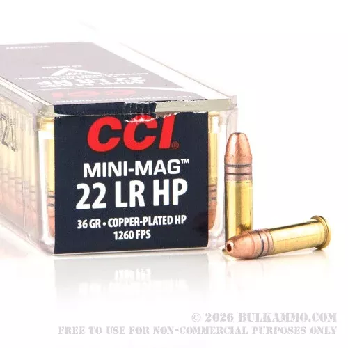 100 Rounds of .22 LR Ammo by CCI Mini-Mag – 36gr CPHP