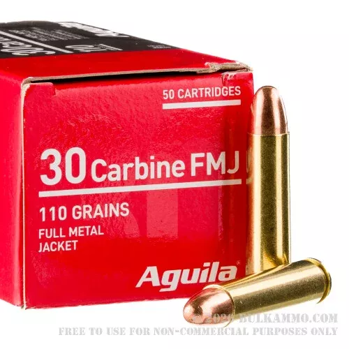 1000 Rounds of .30 Carbine Ammo by Aguila – 110gr FMJ
