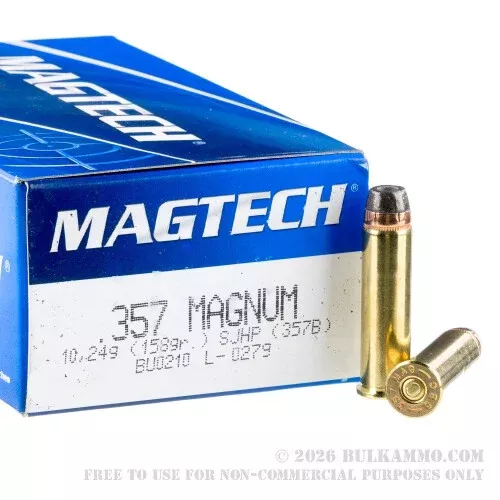 1000 Rounds of .357 Mag Ammo by Magtech – 158gr SJHP