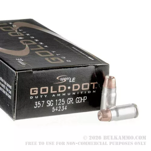 1000 Rounds of .357 SIG Ammo by Speer LE Gold Dot – 125gr HP