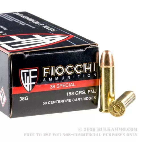 1000 Rounds of .38 Spl Ammo by Fiocchi – 158gr FMJ