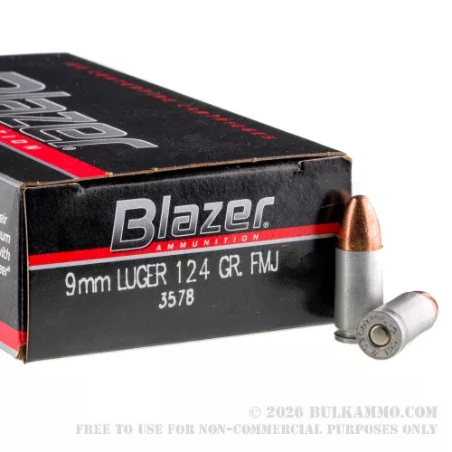 1000 Rounds of 9mm Ammo by CCI – 124gr FMJ