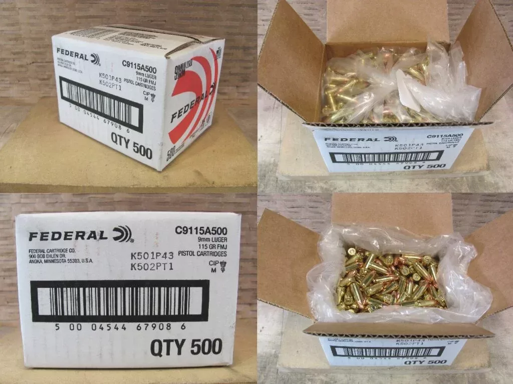 1000 Rounds – 9mm Luger 115 Grain FMJ Federal Champion Loose Ammo – C9115A500 – SP21114