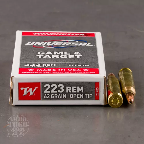 1000rds – 223 Rem Winchester Universal Game & Target 62gr. Open Tip Ammo