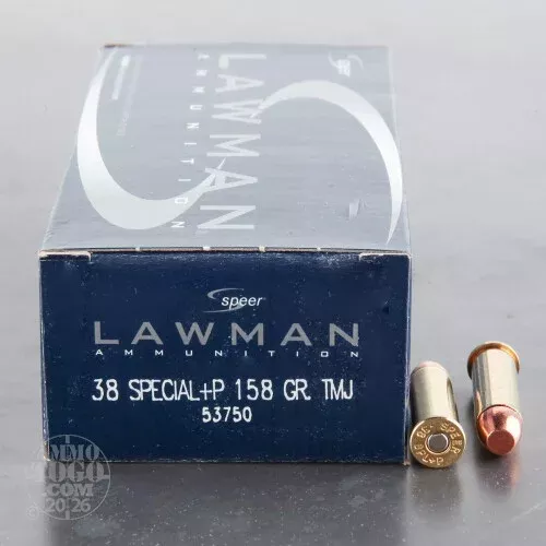 1000rds – 38 Special Speer Lawman 158gr. +P TMJ Ammo
