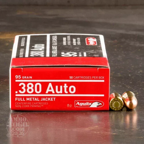 1000rds – .380 Auto Aguila 95gr FMJ Ammo