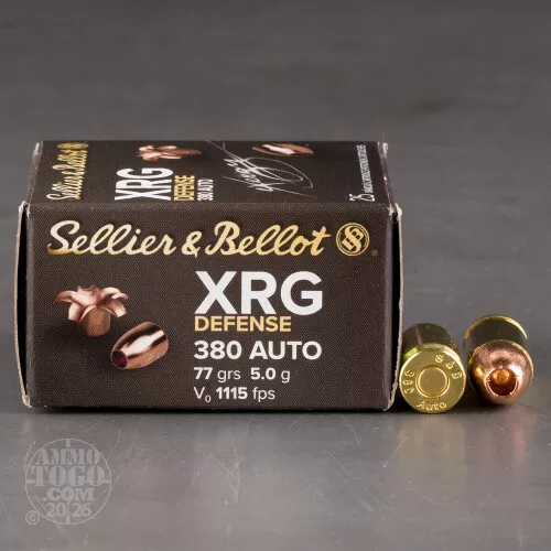 1000rds – 380 Auto Sellier & Bellot XRG Defense 77gr. SCHP Ammo