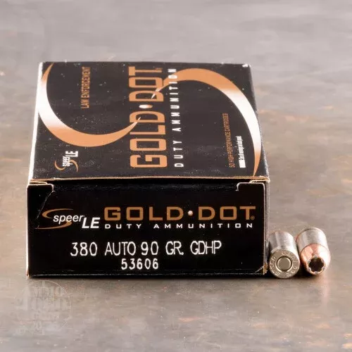 1000rds – 380 Auto Speer Gold Dot 90gr. Hollow Point Ammo