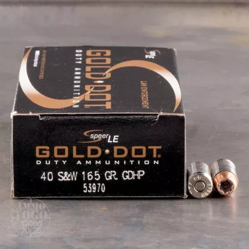 1000rds – 40 S&W Speer Gold Dot LE 165gr. JHP Ammo