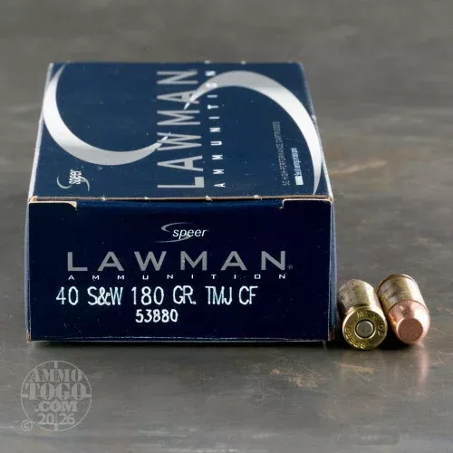 1000rds – 40 S&W Speer Lawman Clean-Fire 180gr. TMJ Ammo