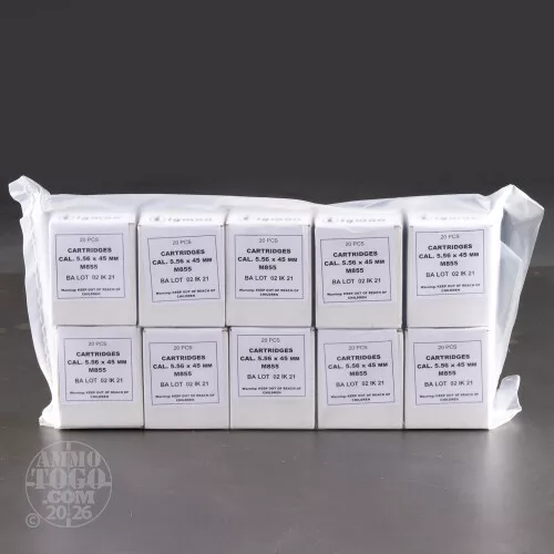 1000rds – 5.56x45 Igman 62gr. FMJ M855 Ammo