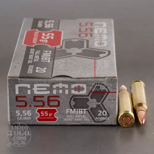 1000rds – 5.56x45 NEMO 55gr. FMJBT Ammo