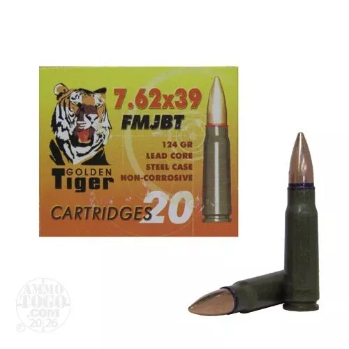 1000rds – 7.62×39 Golden Tiger 124gr FMJ Ammo