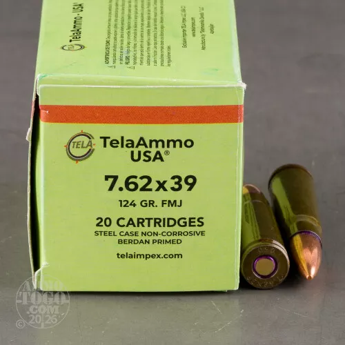 1000rds – 7.62x39 Tela Impex 124gr. FMJ Ammo