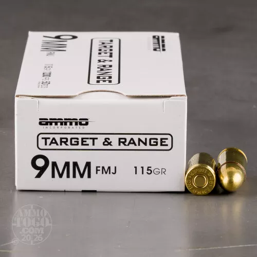 1000rds – 9mm Ammo Inc. 115gr. FMJ Ammo