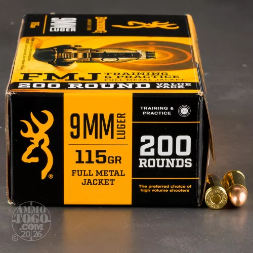 1000rds – 9mm Browning 115gr. FMJ Ammo