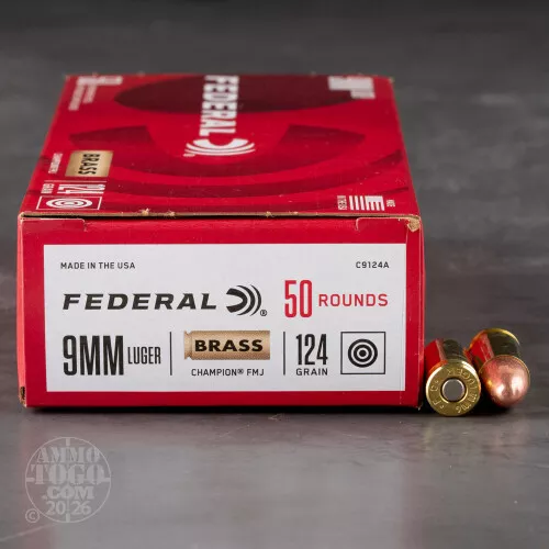 1000rds – 9mm Federal Champion 124gr. FMJ Ammo