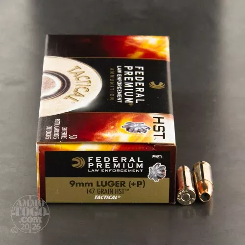 1000rds – 9mm Federal LE Tactical HST 147gr. +P HP Ammo