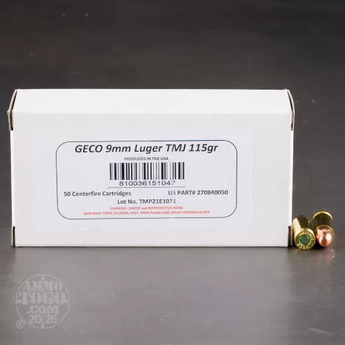 1000rds – 9mm GECO 115gr. TMJ Ammo