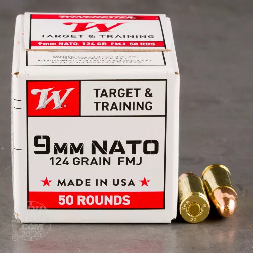 1000rds – 9mm NATO Winchester 124gr. FMJ Ammo