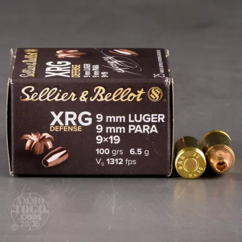 1000rds – 9mm Sellier & Bellot XRG Defense 100gr. SCHP Ammo