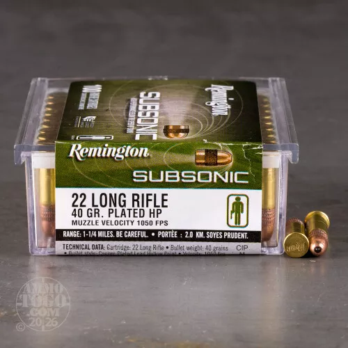 100rds – 22 LR Remington Subsonic 40gr. CPHP Ammo