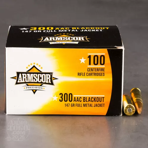 100rds – 300 AAC Blackout Armscor 147gr. FMJ Ammo