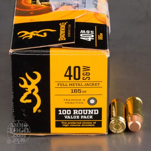 100rds – 40 S&W Browning 165gr. FMJ Ammo