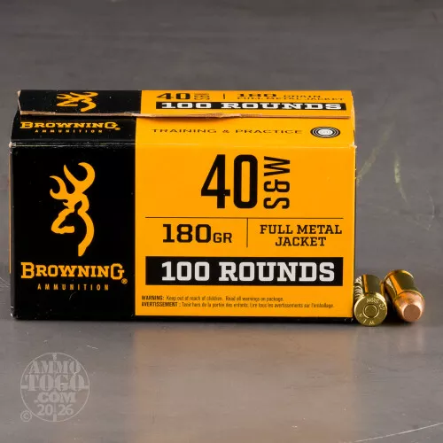 100rds – 40 S&W Browning 180gr. FMJ Ammo