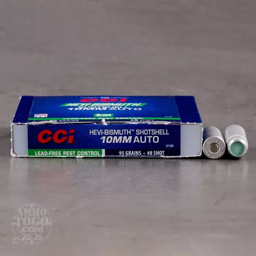 10rds – 10mm CCI Pest Control Shotshell 95gr. #8 Bismuth Shot Ammo