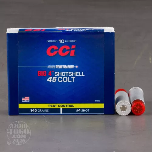 10rds – 45 Long Colt CCI Pest Control Big 4 140gr. #4 Shot Ammo