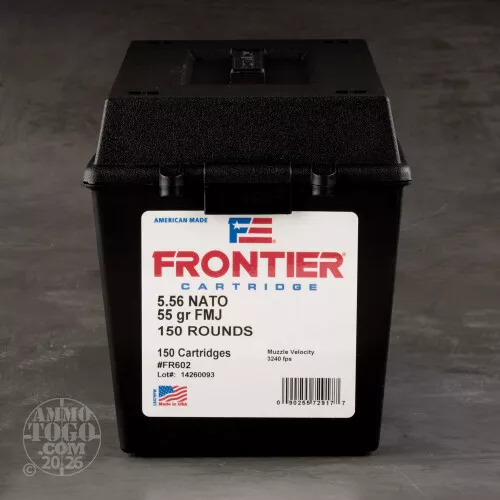 150rds – 5.56x45 Hornady Frontier 55gr. FMJ Ammo in Field Box