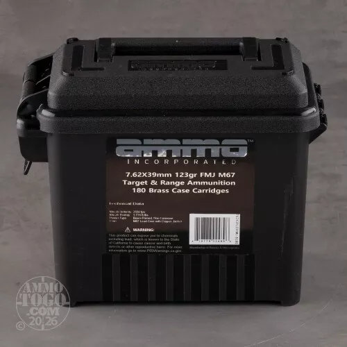 180rds – 7.62x39 Ammo Inc. 123gr. FMJ M67 Ammo in Field Box