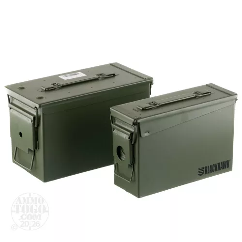 2 - Mil Spec 50 Cal. & 30 Cal. Ammo Cans - New M2A1 & M19A1 - Blackhawk