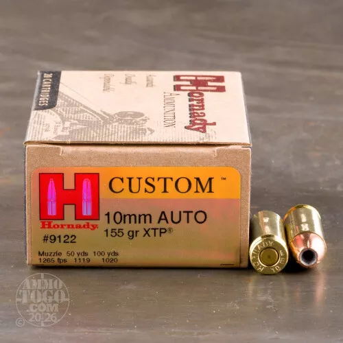 200rds – 10mm Hornady Custom 155gr. JHP Ammo