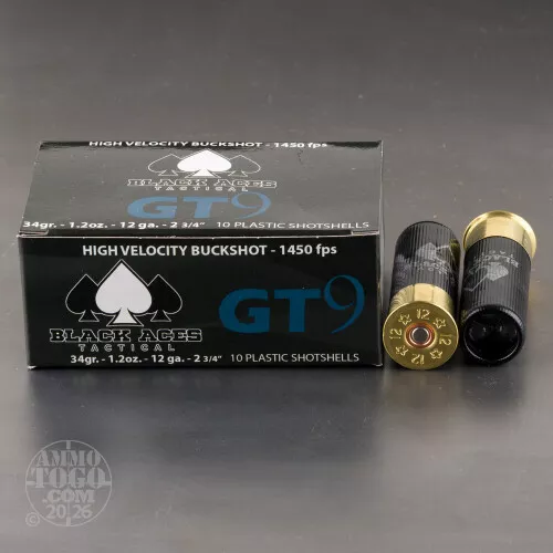 200rds – 12 Gauge Black Aces Tactical 2-3/4" 9 Pellets 00 Buckshot Ammo