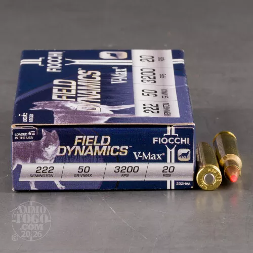 200rds – 222 Rem Fiocchi 50gr. V-MAX Ammo