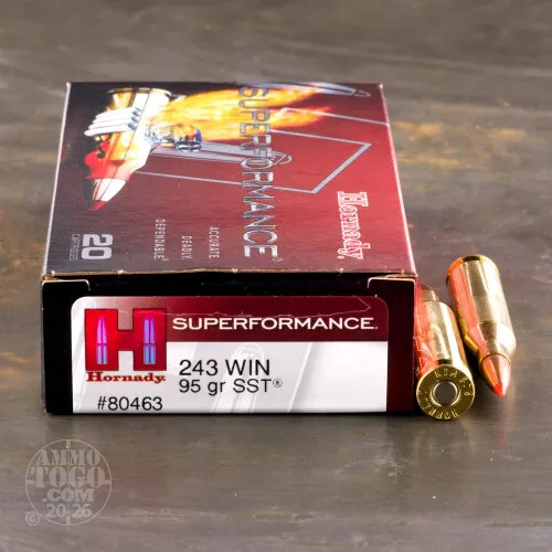 200rds – 243 Win Hornady Superformance 95gr. SST Ammo