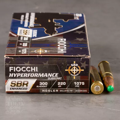 200rds – 300 AAC Blackout Fiocchi Hyperformance SBR Enhanced 220gr. Ballistic Tip Ammo