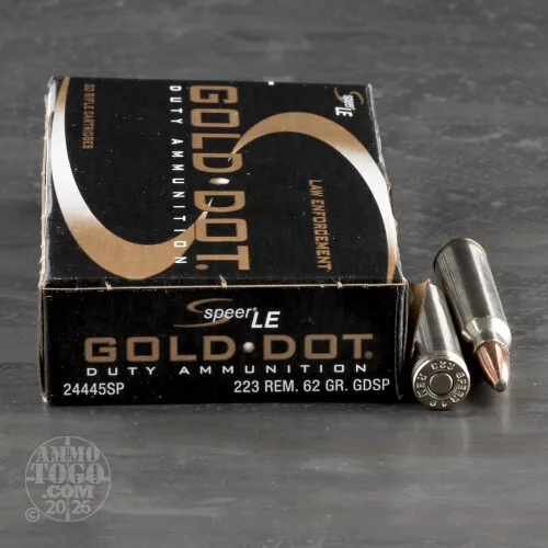 20rds – 223 Rem Speer Gold Dot 62gr. SP Ammo