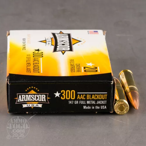 20rds – 300 AAC Blackout Armscor 147gr. FMJ Ammo