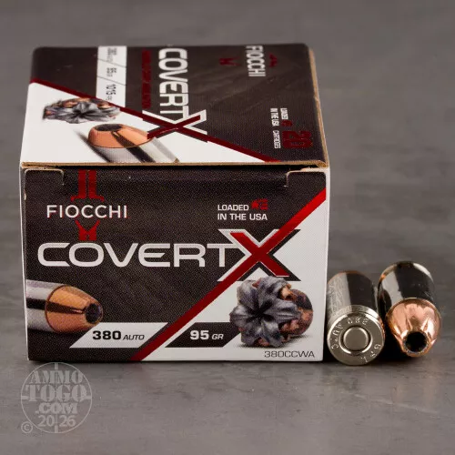 20rds – 380 ACP Fiocchi CovertX 95gr. JHP Ammo