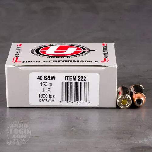 20rds – 40 S&W Underwood 150gr. JHP Ammo