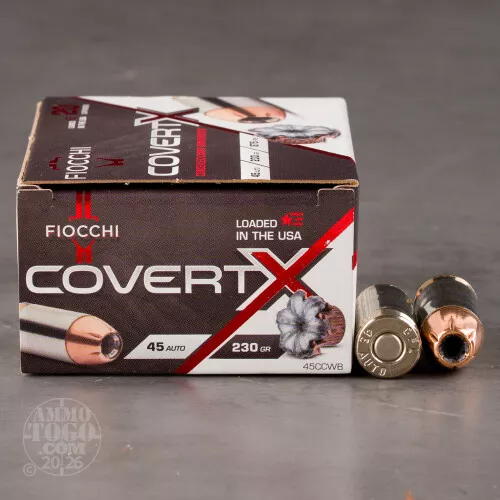 20rds – 45 ACP Fiocchi CovertX 230gr. JHP Ammo