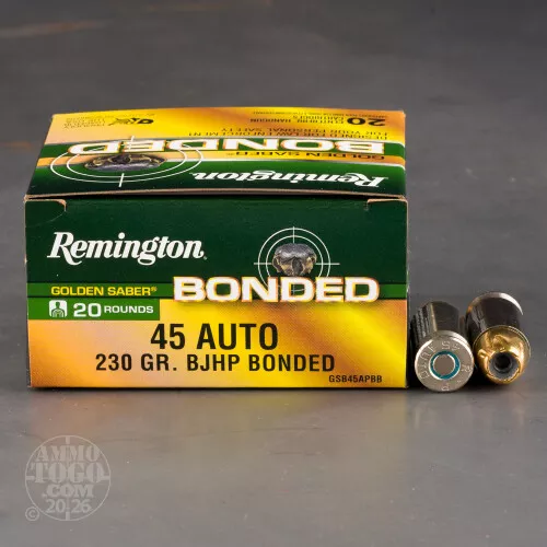 20rds – 45 ACP Remington Golden Saber Bonded 230gr. BJHP Ammo