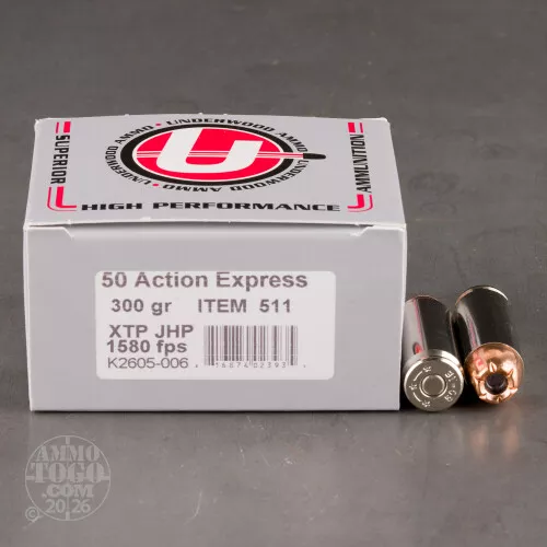20rds – 50 AE Underwood 300gr. XTP JHP Ammo
