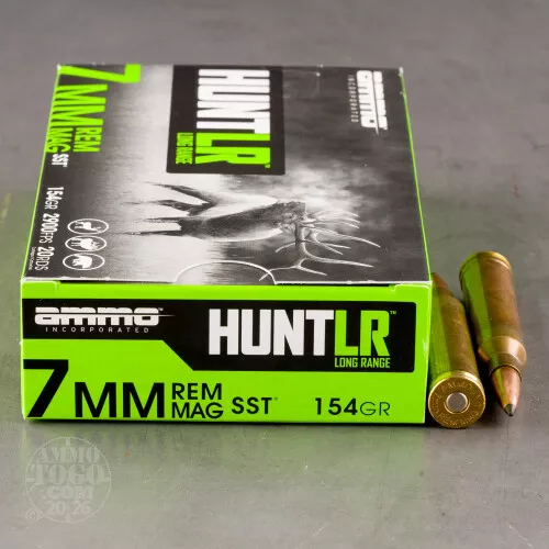 20rds – 7mm Remington Magnum Ammo Inc. Hunt LR 154gr. SST Ammo