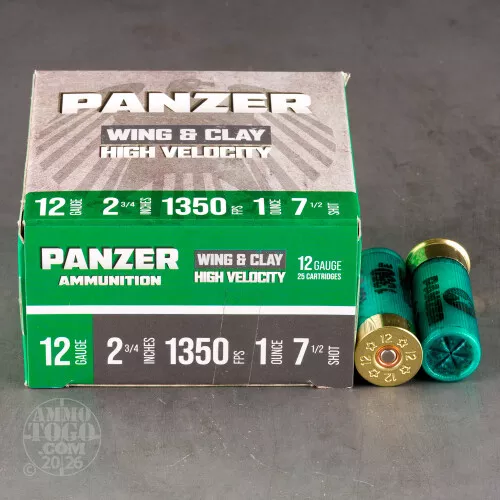 250rds – 12 Gauge Panzer 2-3/4" 1oz. #7.5 Shot Ammo